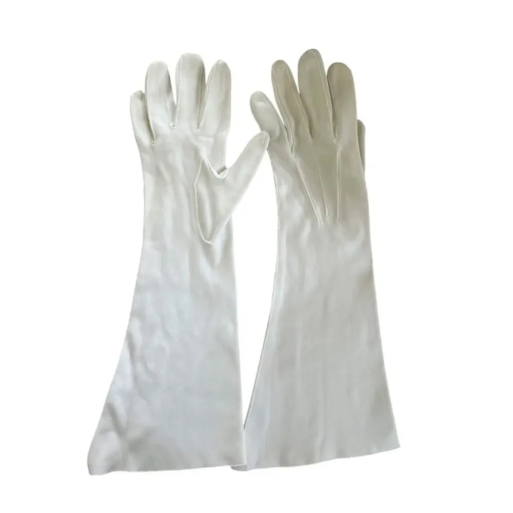 Vintage 50s 60s White Wide Opera Gloves Elbow Length